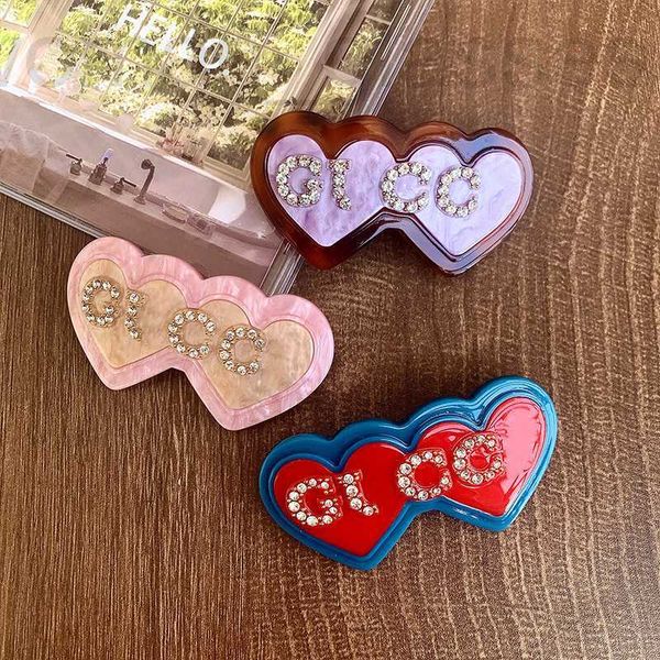 

hair clips & barrettes designer g family double love spring clip letter hairpin fragmented side peach heart colorful bang french drji, Golden;silver