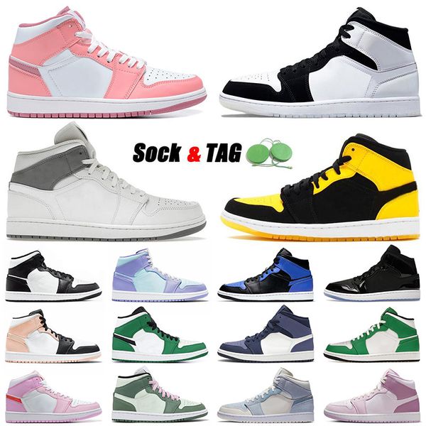 

2023 new pattern basketball shoes jumpman 1 mid valentine's day 2023 mens womens sneakers 1s south beach bred surfaces fashion outdoor