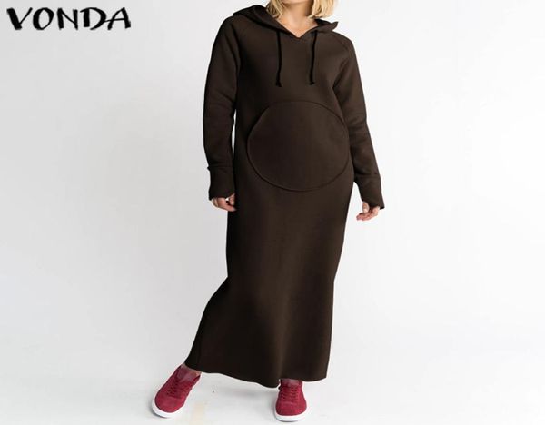 

long sleeve solid color autumn maxi dress vonda womens casual loose hoodies sweatshirt hooded sweatshirt party dresses plus size2951596, Black;gray