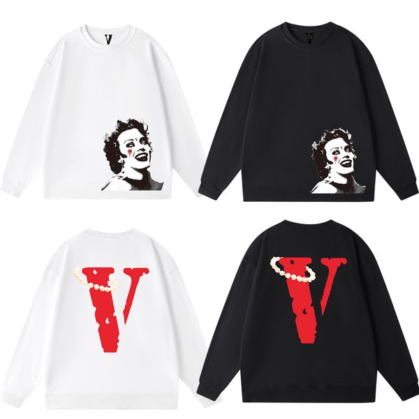 

vlone hoodies female couple loose street sweatshirts hip hop trend men's cotton casual letter printing v5555, Black