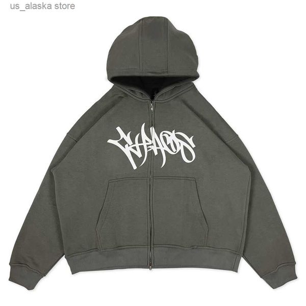 

men's hoodies sweatshirts y2k letter print loose casual hoodie retro zip up long sleeve oversize jacket harajuku gothic sweatshirt stre, Black