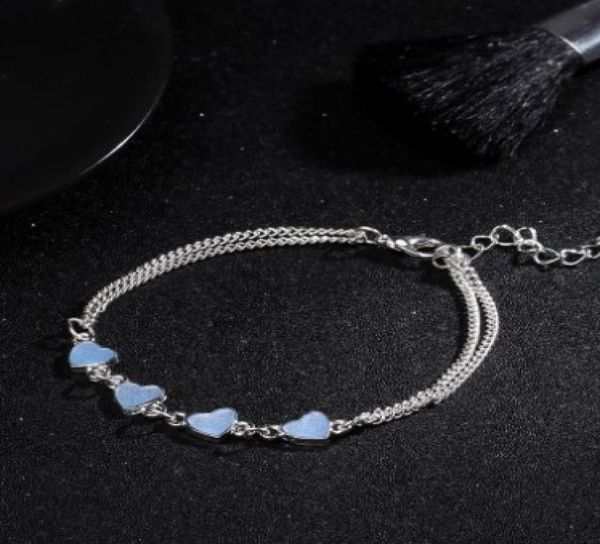 

luminous heart tassel foot chain silver glow in the dark anklet chain yoga dancing foot bracelets ankle bracelets7568218, Red;blue