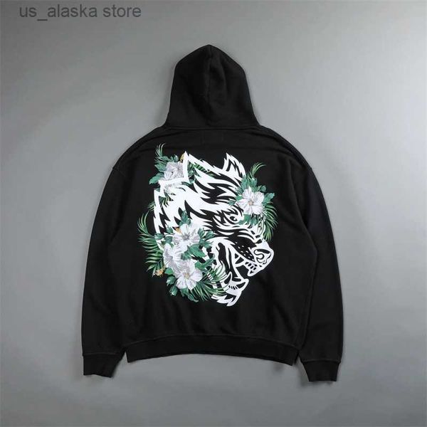 

men's hoodies sweatshirts darc sport 2023 terry cloth 350g 100% cotton native wolf print hoodies hip hop hoodies classics hooded sweats, Black