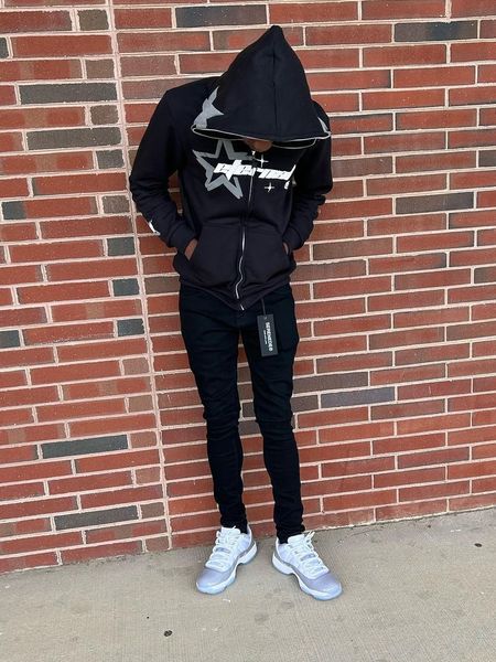 

men's hoodies sweatshirts hoodies anime oversized hoodie men's clothing goth hip hop print harajuku sweatshirt zip up men kawaii y, Black