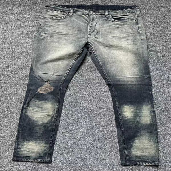 

2023 kusbi jeans mens designers pants ksb men's spring/summer washed worn-out with holes slim fitting stretch 30-40etymfv2fpr1j, Blue