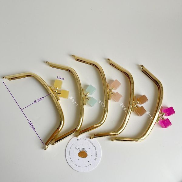 

bag parts accessories 3183 62cm14cm colorful cute pink blue brown beige cube square kiss clasp purse frame gluein kisslock 230731, Black