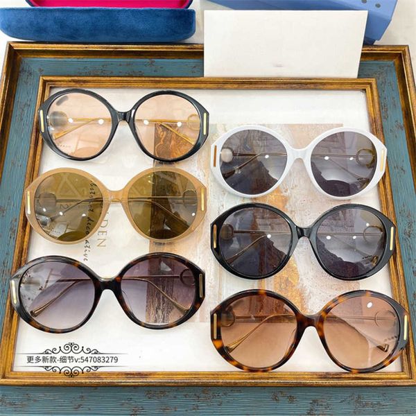 

2023 luxury designer new g-family large round frame fashion sunglasses female star net red ins same sunglasses gg1202, White;black