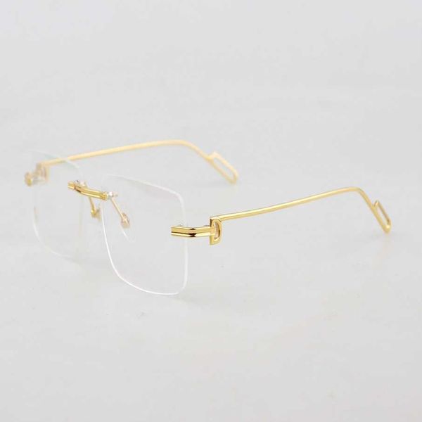 

2023 new luxury designer sunglasses kajia series 0162 frameless pure titanium myopia lens high-end business eye frame, White;black