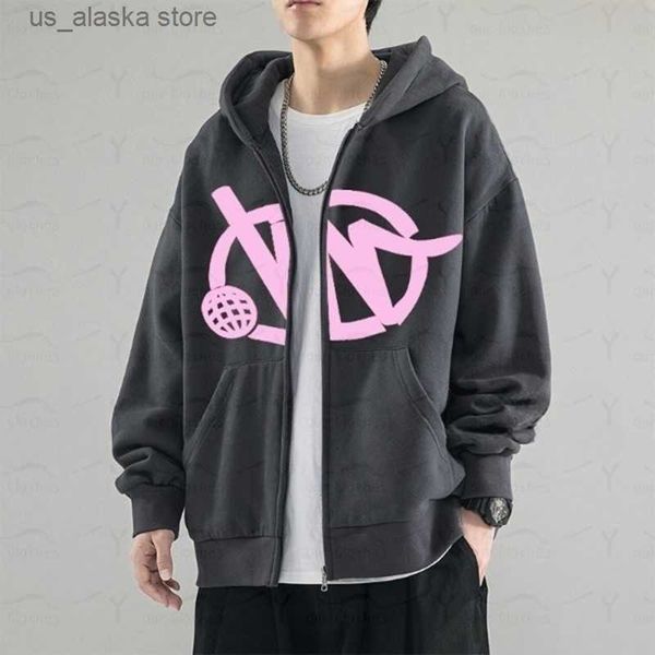 

men's hoodies sweatshirts minus two y2k men's clothing zipper hooded sweatshirt harajuku streetwear men's women's styles, Black