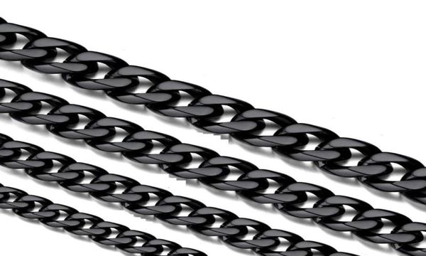 

chains stainless steel miami cuban link necklaces black for men women basic punk jewelry choker 3mm 5mm 7mm 13mm6844794, Silver