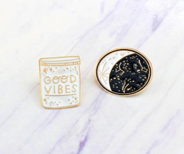 

good vibes enamel pin constellation day and night moon brooch pins button denim jacket coat collar pin badge jewelry gift 119 g29652271, Gray
