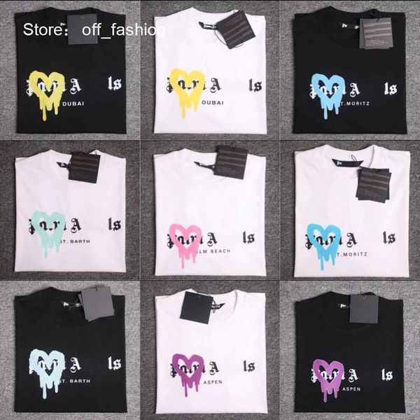 

2023 summer mens palm t shirt graffiti t-shirt palms palmangel city designer limited inkjet graffiti letter printing men's women's, White;black