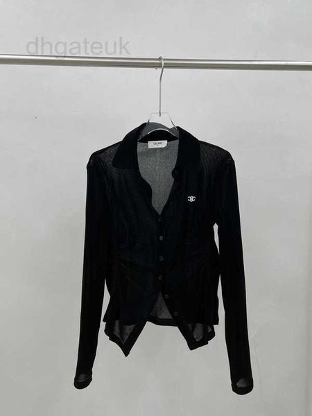 

women's blouses & shirts designer early autumn new polo neck pleated velvet cardigan slim fit, slender versatile with western style dhm, White