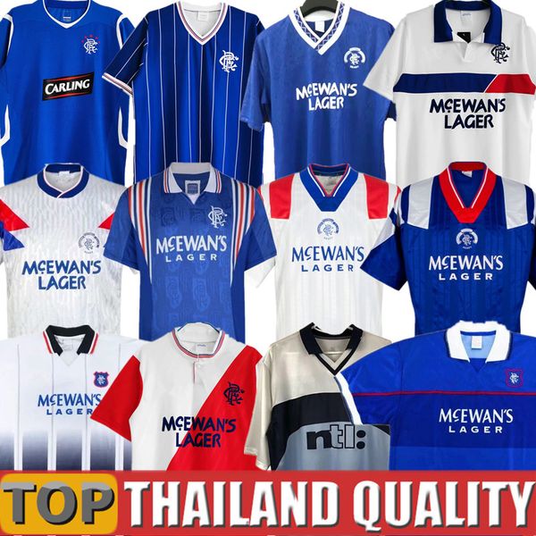 

retro glasgow rangers fc soccer jerseys 87 90 93 94 95 96 97 98 99 00 01 02 03 08 09 football shirts classic vintage kits men kids kits, Black;yellow