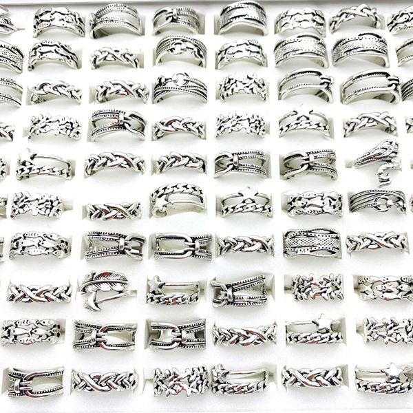 

wholesale 50pcs rings for men women silver plated punk fashion jewelry accessories mix styles creative ring
