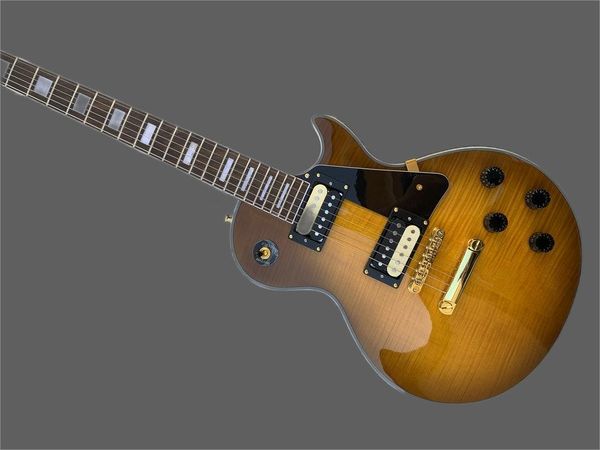 

mahogany fingerboard lp electric guitar, 6-string, tobacco, brown, burst, mahogany body, in stock