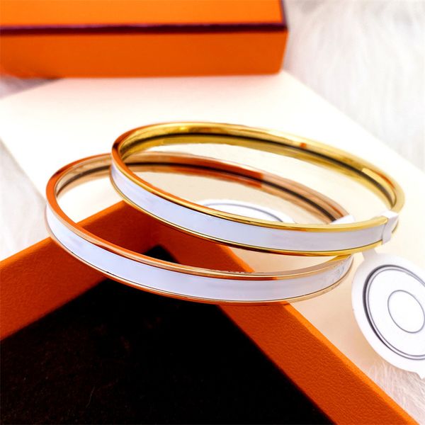 

classic enamel bangle uni bracelet fashion h letter party wedding engagement anniversary gift stainless steel 18k gold plated womens bracele, Black