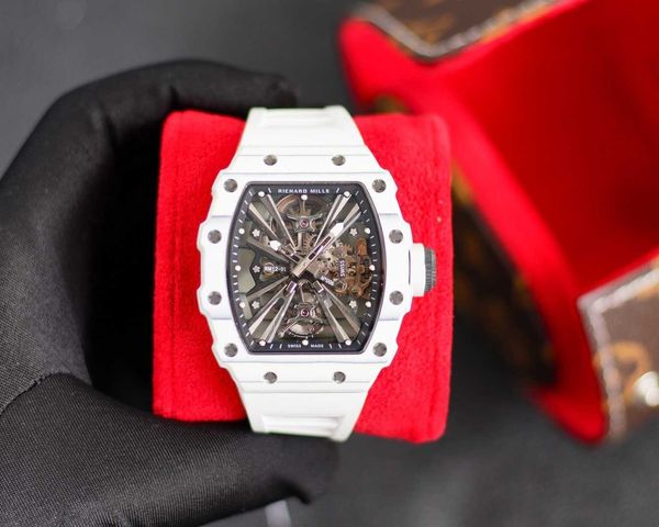 

rm12-01 real tourbillon watch fantasic superb men wrist watches jsc9 high-end quality mechanical uhr ntpt all carbon fiber case montre richa, Slivery;brown