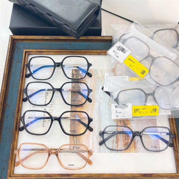 

2023 new luxury designer sunglasses flat ch3417 square plain mirror female ins net red ouyang nana same eyeglass frame, White;black