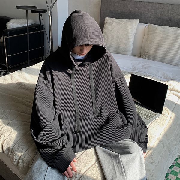 

mens hoodies sweatshirts striped leisure pullover men hoodie sweatshirt for male solid color hoody casual 230731, Black