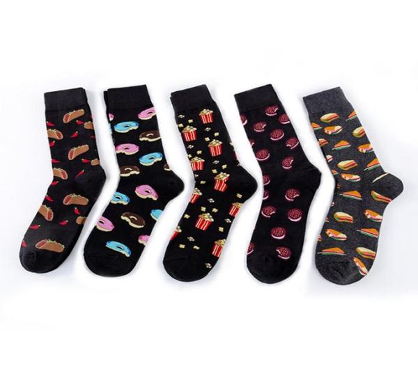 

men039s socks 2021 happy men women dog tortilla biscuit sandwich popcorn dark food series funny male skateboard sock4450949, Black