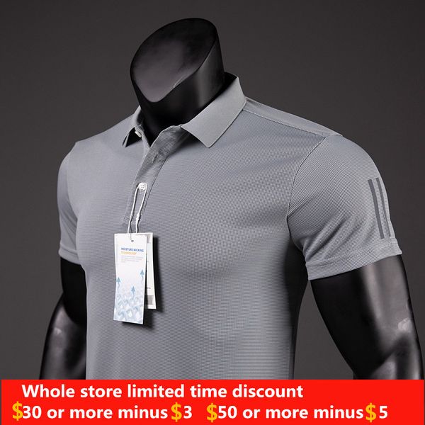 

men's polos men's golf shirt luxury functional polo shirt quick-drying perspiration breathable lapel short-sleeved t-shirt for man, White;black