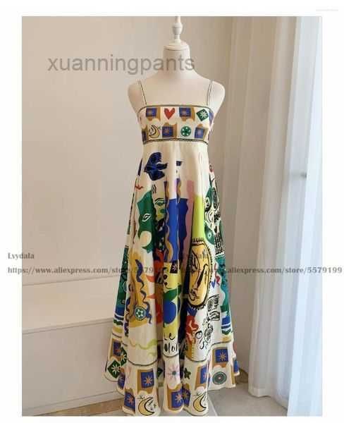 

summer fashion linen length strap dress retro holiday slip robe 2hry, White;black