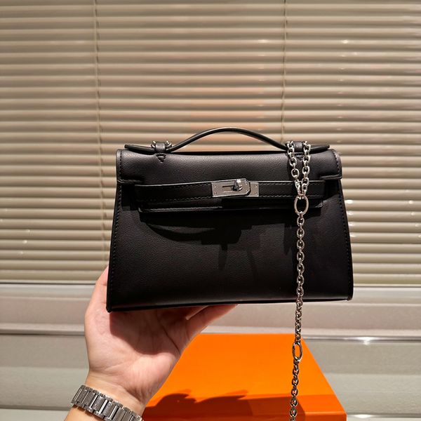 

designer crossbody bag shoulder bag chain women's handbag lock chain bag new genuine leather underarm bag european and american sociali