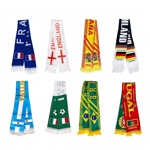 

scarves germany italy england spain brazil france satin polyester football scarves sxwc01 230801, Blue;gray