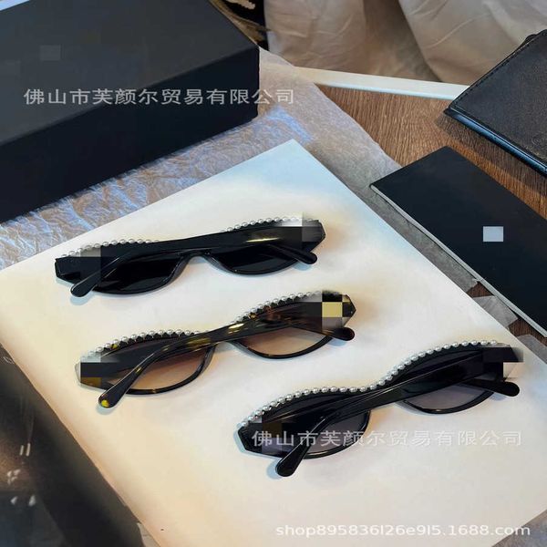 

2023 new luxury designer sunglasses family cat eye black colorful leather legs frame anti blue light sunglasses can matched with myopic wome, White;black