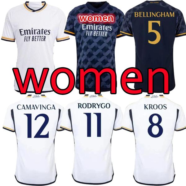 

2023 2024 women soccer jerseys vini jr camavinga tchouameni real madrids valverde hazard asensio modric benzema finals camiseta football shi, Black;yellow