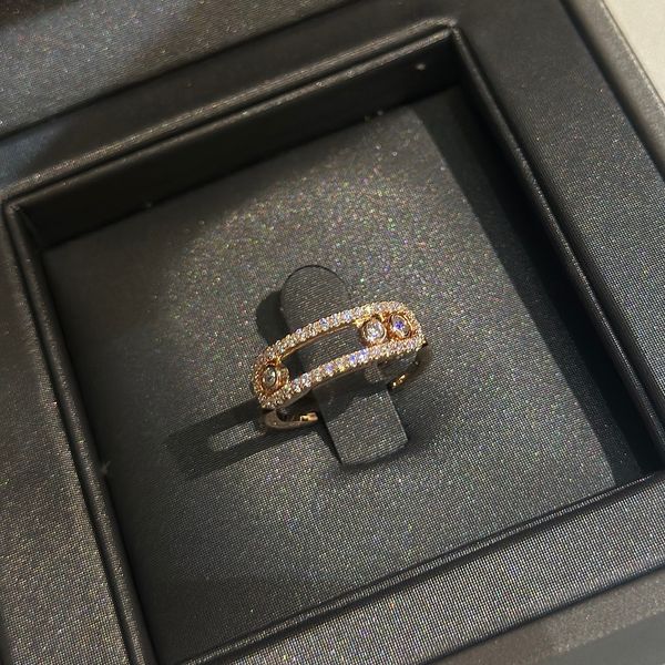 

luxury classic brand designer band rings baby move s925 sterling silver hollow square three movable zircon charm wedding ring for brides wom