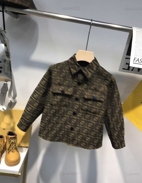 

designer baby clothes kids long sleeved lapel jacket size 100-160 cm fashion full print of letters coat july30, Blue;gray
