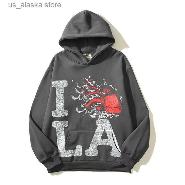 

men's hoodies sweatshirts high street retro crack letter print thick autumn hooded hoodies for men stranger things pullover baggy y2k f, Black