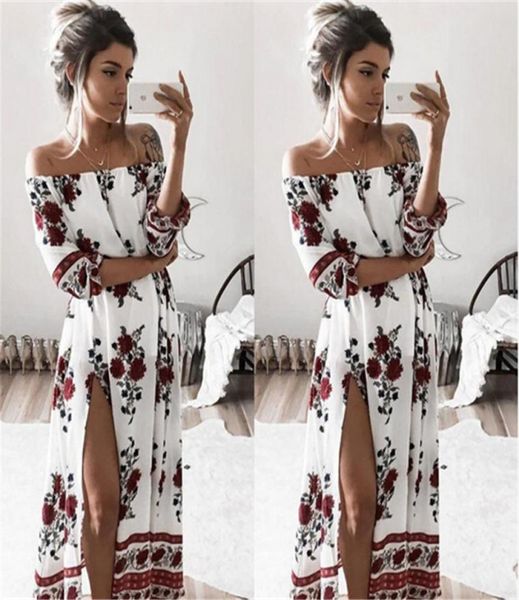 

women houlder dresses half sleeve floral printing maxi boho long dress beach cocktail party dress women039s long dres6023447, Black;gray
