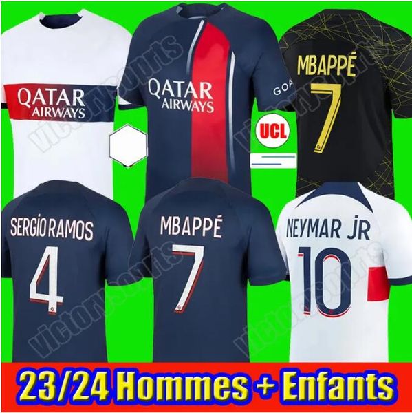 

22 23 psgs mbappe messis soccer jerseys player #30 di maria wijnaldum sergio ramos hakimi maillots de football shirts kit icardi draxler vit, Black;yellow