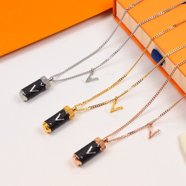 

luxury designer necklace perfume bottle pendant fashion 18k gold plating wedding party special designer jewelry accessories classic designer, Golden;silver