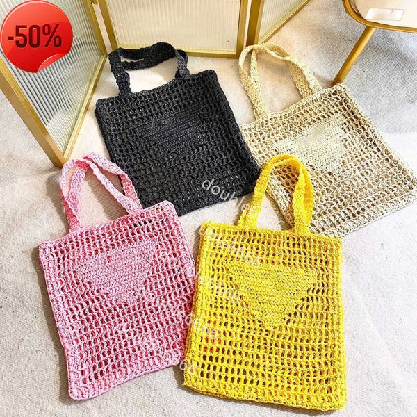 

fashion mesh hollow woven shopping bags for summer straw tote bag shoulder