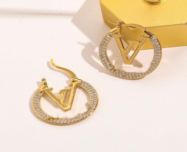 

luxury brand designers letters ear stud real gold plating earrings eardrop stainless steel famous women copper zircon steel seal e6242873, Golden;silver