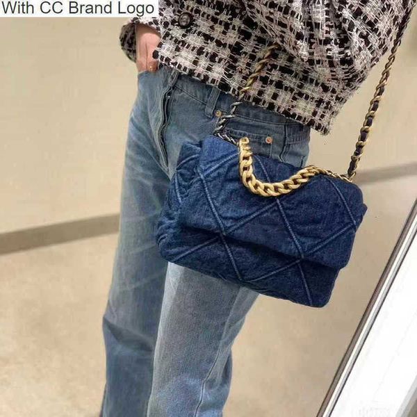 

cc cross body original quality 26cm denim designer cross body bag women chains shoulder handbag luxuries designers classic flap bags with bo, Black