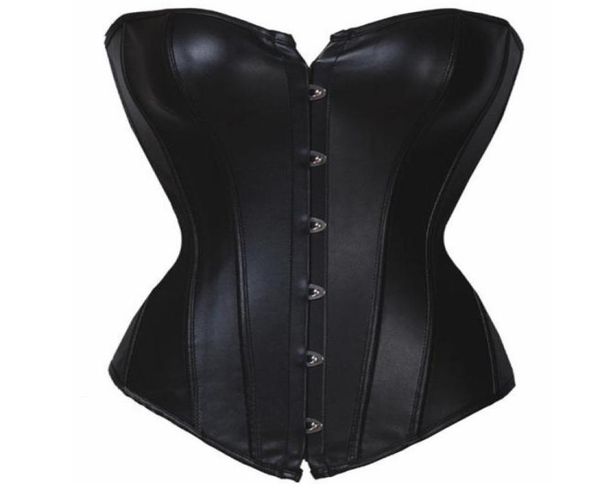 

wholeblack faux leather burlesque overbust corset punk goth fetish7551346, Black;white