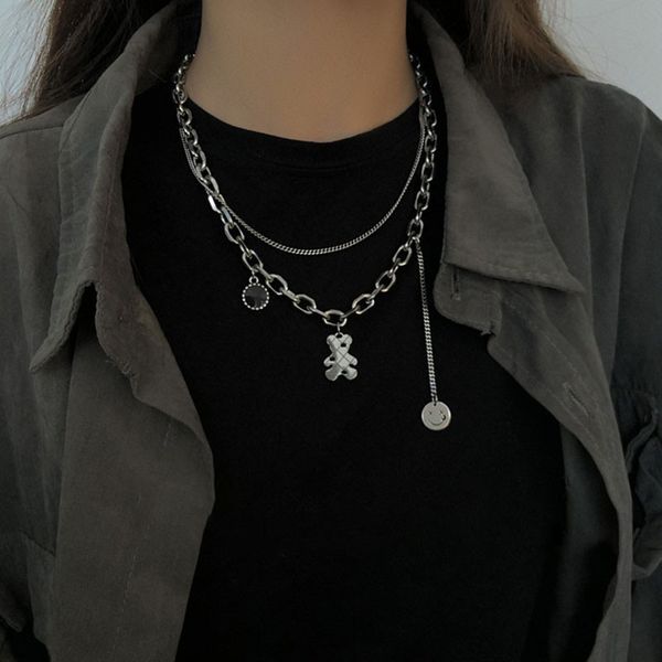 

pendant necklaces korean stainless steel choker layered necklace women punk trendy dainty chain statement hip hop jewelry 230801, Silver