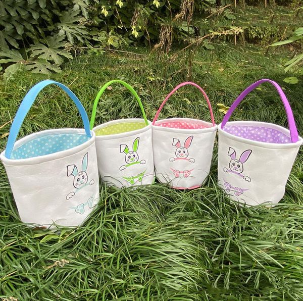 

4 colors easter basket canvas buckets personalized easter kids bunny gift bags rabbit tote bag m32226663140, Black
