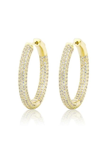 

luxury gold silver color circle earrings fashion men women brief trendy hip hop earrings bling zircon hoop earrings297p5176603, Golden;silver