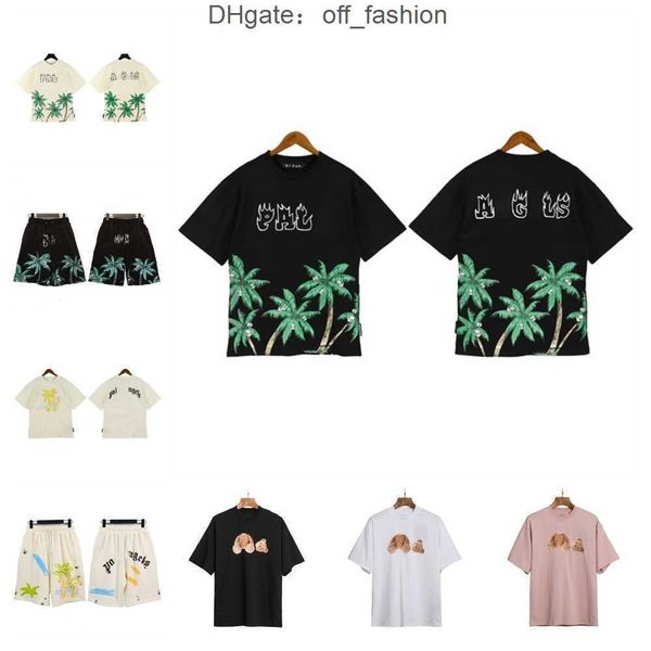 

angel t-shirts palm trendy decapitated teddy bear print t-shirt loose men's and women's wear letter short sleeve auo3, White;black