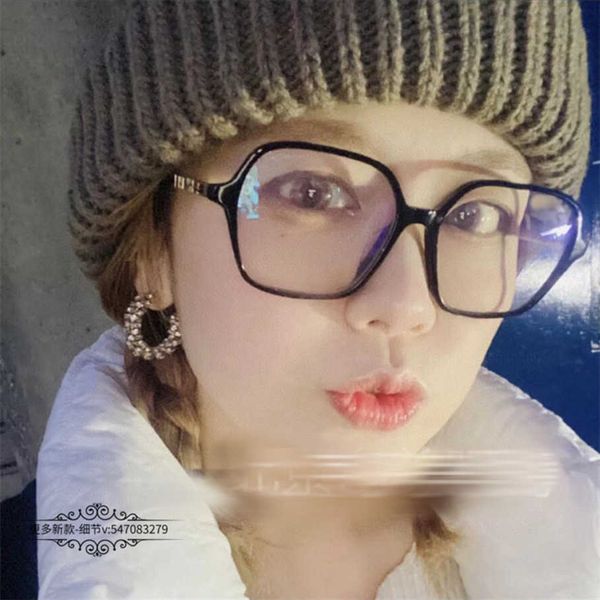 

2023 new luxury designer sunglasses wanghong's same box glasses frame letter legs can paired with myopic women's ch3417 plain and, White;black