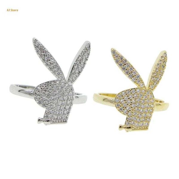 

rock hiphop ring adjustable rabbit bunny animal lover gift teenager, Silver