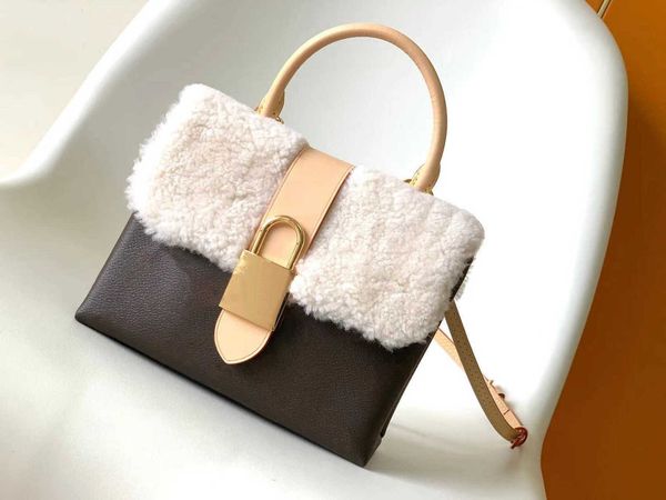 

luxury brand cross body locky bb shoulder bags cream colored shearling handbags lock postman bag women orignal real leather portable female