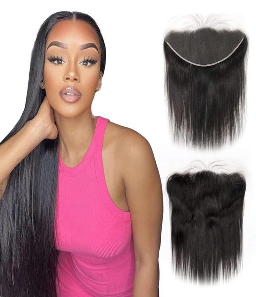 

13x6 inch transparent lace frontal closure brazilian straight earear frontals with bundles human pre plucked hairline with baby h2766108, Black