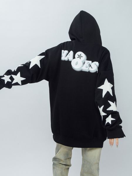 

men's hoodies sweatshirts american printed hooded sweater for men and women ins street hiphop loose comfortable hooded sweater personal, Black